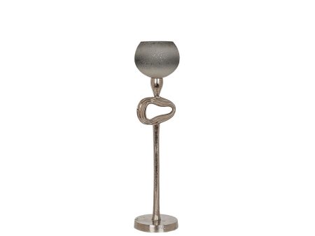 Candleholder Romimex Beige Silver Glass Aluminium 12 x 48 x 12 cm Ball Online Sale