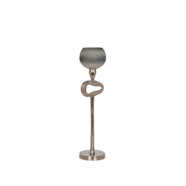 Candleholder Romimex Beige Silver Glass Aluminium 12 x 48 x 12 cm Ball Online Sale