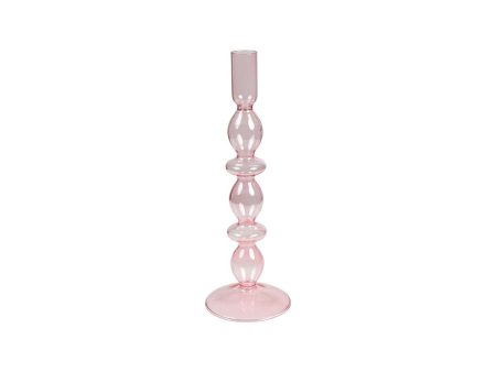 Candleholder Romimex Pink Glass 9 x 27 x 9 cm Online Hot Sale