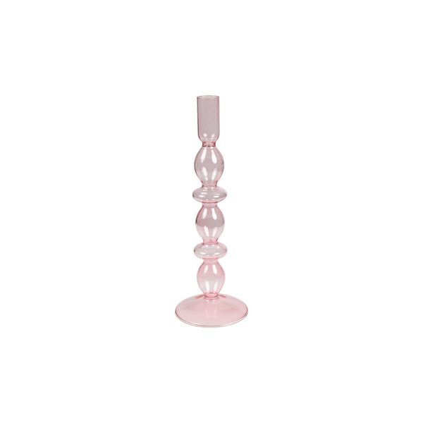 Candleholder Romimex Pink Glass 9 x 27 x 9 cm Online Hot Sale