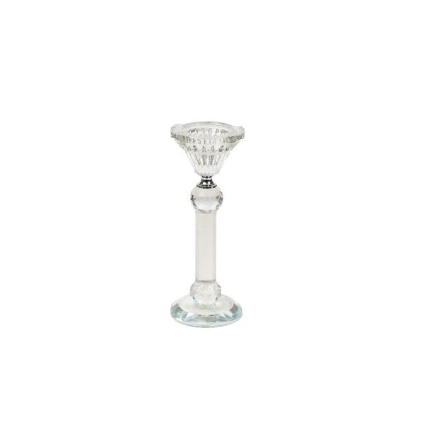 Candleholder Romimex Transparent Glass 7 x 19 x 7 cm Hot on Sale