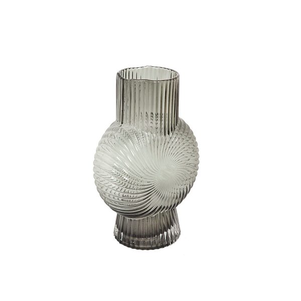 Vase Romimex Grey Glass 18 x 25 x 18 cm Fashion