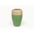 Vase Romimex Green Natural Ceramic Rattan 20 x 30 x 20 cm on Sale