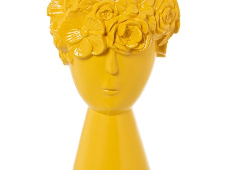 Vase Alexandra House Living Yellow Ceramic Face 18 x 18 x 27 cm Supply