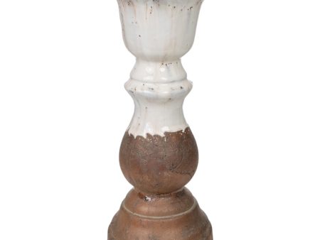 Candleholder Romimex White Terracotta 16 x 40 x 16 cm Online Sale