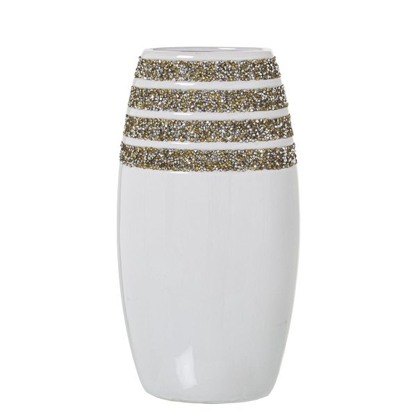 Vase Alexandra House Living White Ceramic 11 x 15 x 28 cm 16 x 9 x 30 cm Discount