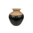 Vase Romimex Black Natural Ceramic Rattan 25 x 30 x 25 cm on Sale