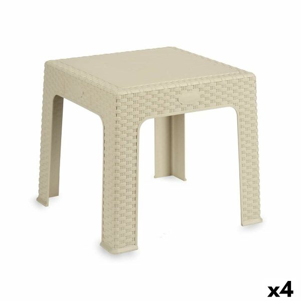 Child s Table Rattan Cream Plastic 47 x 42,5 x 47 cm (4 Units) Online Hot Sale