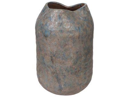 Vase Romimex Blue Terracotta Aged finish 23 x 34 x 23 cm For Sale