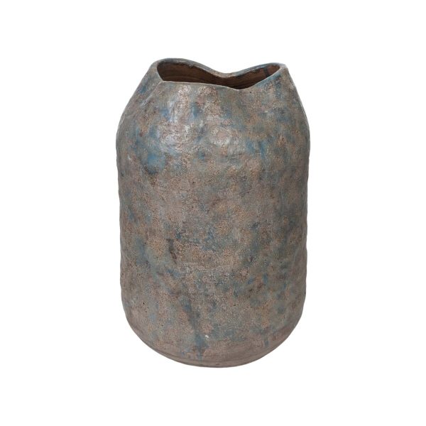 Vase Romimex Blue Terracotta Aged finish 23 x 34 x 23 cm For Sale