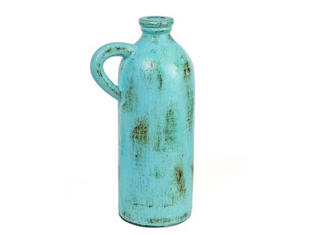 Vase Romimex Turquoise Ceramic 21 x 41 x 16 cm With handle on Sale