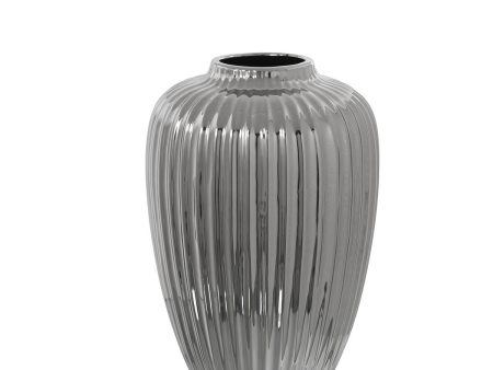 Vase Alexandra House Living Silver Ceramic 21 x 21 x 32 cm For Sale