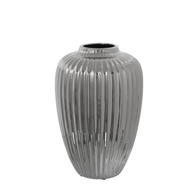 Vase Alexandra House Living Silver Ceramic 21 x 21 x 32 cm For Sale