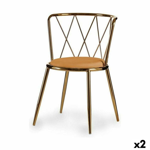 Chair Metal Rhombus Golden Mustard 50,5 x 73 x 51 cm (2 Units) For Cheap