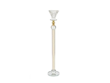 Candleholder Romimex Transparent Glass 6 x 38 x 6 cm on Sale