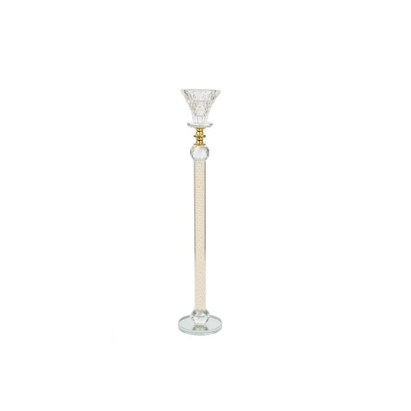 Candleholder Romimex Transparent Glass 6 x 38 x 6 cm on Sale