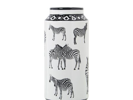 Vase Alexandra House Living White Ceramic Zebra 16 x 16 x 29 cm Online