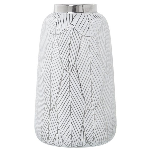 Vase Alexandra House Living White Silver Ceramic 16 x 16 x 26 cm Sale