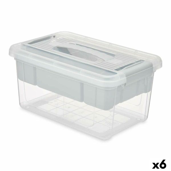 Multi-use Box Grey Transparent Plastic 5 L 29,5 x 14,5 x 19,2 cm (6 Units) on Sale