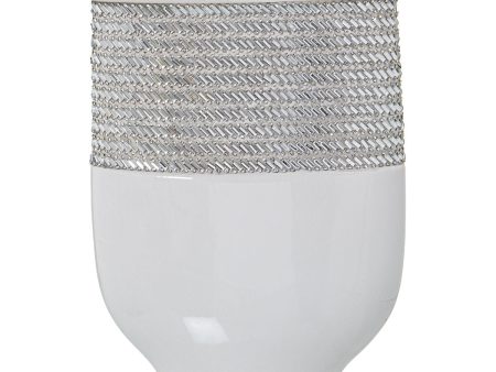 Vase Alexandra House Living White Silver Ceramic 9 x 18 x 23 cm For Sale