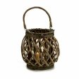 Candleholder Grey Brown wicker Glass 29,5 x 24 x 22 cm (6 Units) Fashion