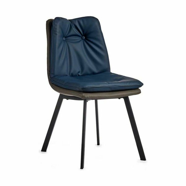 Armchair Buttons Blue Black Grey Steel 62 x 85 x 47 cm (2 Units) Supply