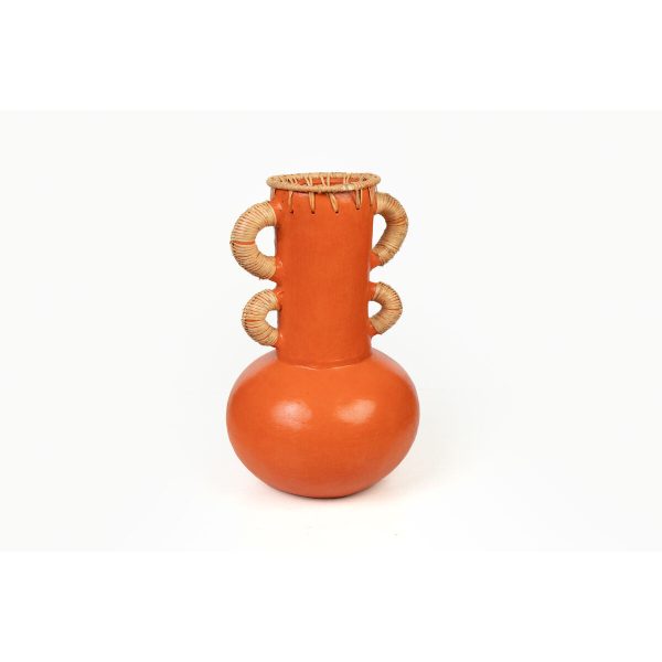 Vase Romimex Orange Natural Ceramic Rattan 20 x 40 x 20 cm With handles on Sale