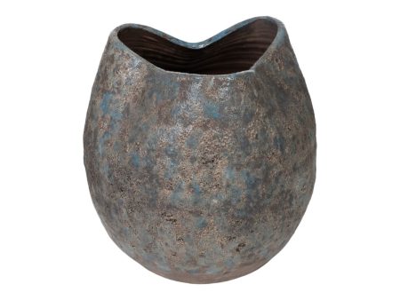 Planter Romimex Blue Terracotta 26 x 26 x 26 cm Aged finish Cheap