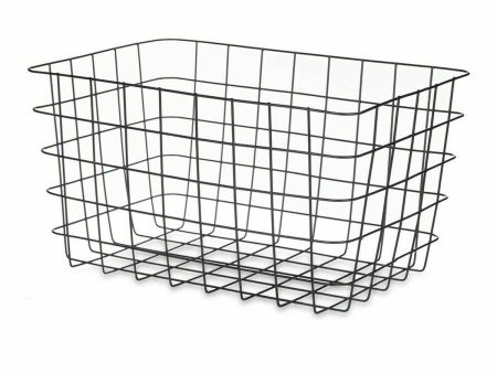 Multi-purpose basket Black Metal 38,5 x 20,5 x 28 cm Rectangular (6 Units) For Cheap