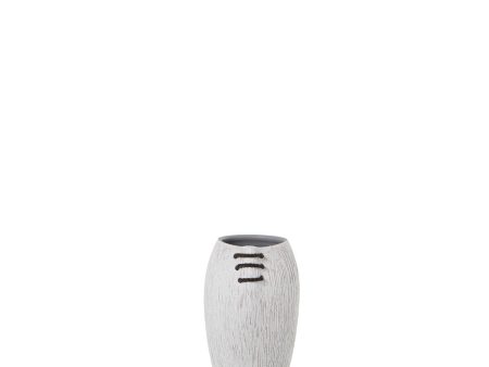 Vase Alexandra House Living White Ceramic Stripes 18 x 18 x 29 cm Online Hot Sale