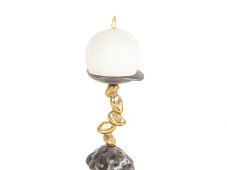 Candleholder Romimex Black Golden Aluminium 10 x 19 x 11 cm Cheap