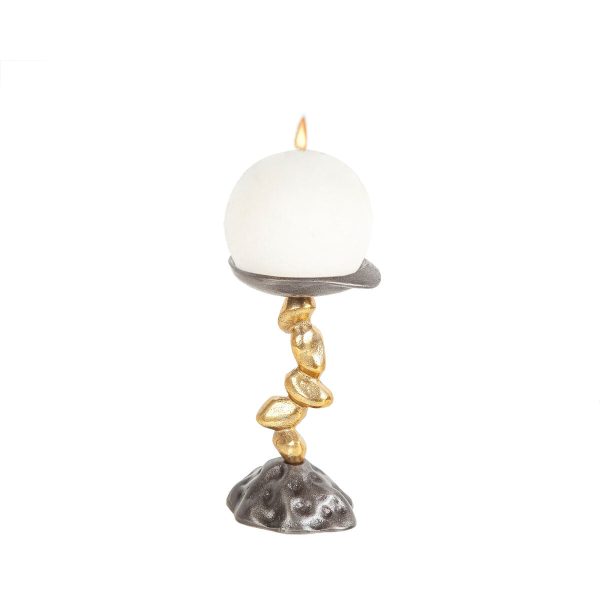 Candleholder Romimex Black Golden Aluminium 10 x 19 x 11 cm Cheap