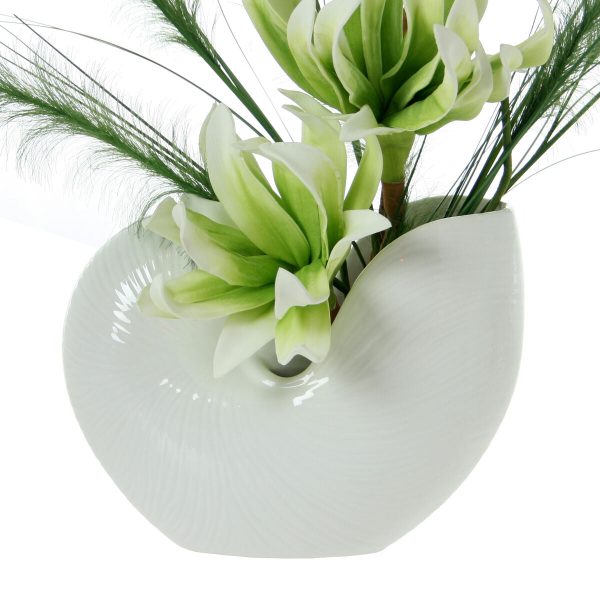 Vase Alexandra House Living White Ceramic Shell 25 x 21 x 13 CM For Sale