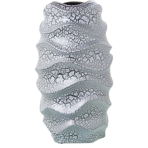 Vase Alexandra House Living Grey Silver Ceramic Crackled 22 x 22 x 39 cm Supply