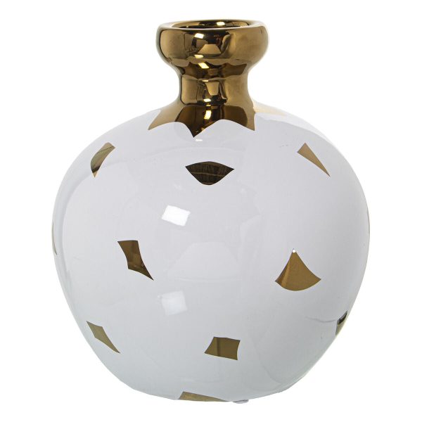 Vase Alexandra House Living White Golden Ceramic 19 x 19 x 22 cm For Discount