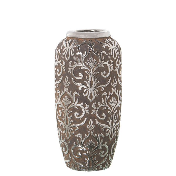 Vase Alexandra House Living Silver Ceramic 14 x 28 cm Cheap