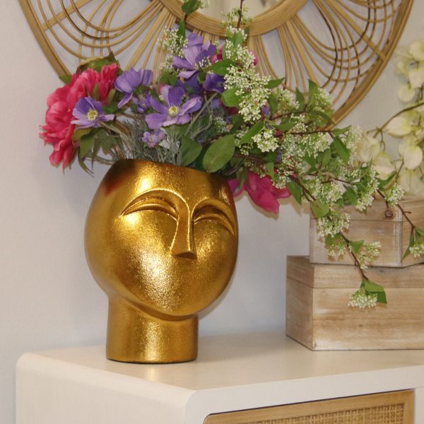 Vase Alexandra House Living Golden Ceramic Face 20 x 20 x 29 cm Cheap