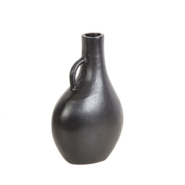 Vase Romimex Black Aluminium 19 x 29 x 11 cm With handle For Discount