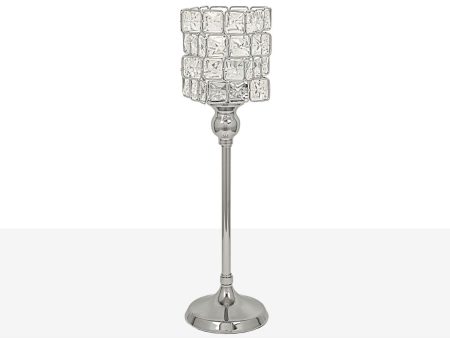 Candleholder Romimex Silver Metal Glass 13 x 40 x 13 cm Wineglass Sale