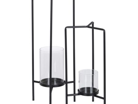 Candleholder 18,5 x 16,5 x 50 cm Crystal Black Metal (2 Units) Online now