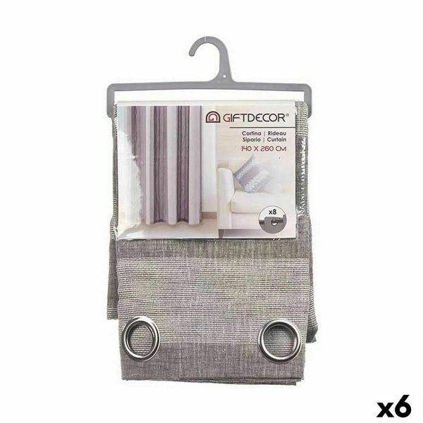 Curtain White Grey 140 x 0,1 x 260 cm (6 Units) Online