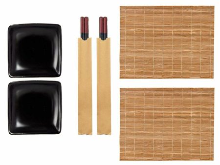 Sushi Set Black Ceramic Bamboo (6 Units) Discount