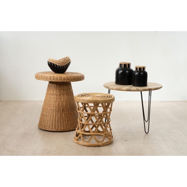 Vase Romimex Black Natural Ceramic Rattan 12 x 15 x 25 cm on Sale