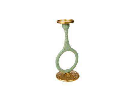 Candleholder Romimex Green Golden Aluminium 15 x 31 x 14 cm Circle Supply