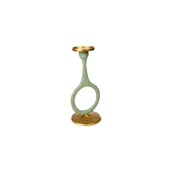 Candleholder Romimex Green Golden Aluminium 15 x 31 x 14 cm Circle Supply