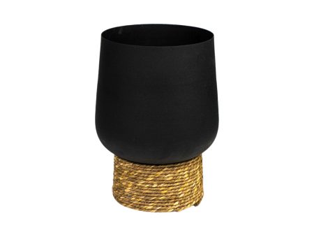 Planter Romimex Black Metal wicker 25 x 22 x 25 cm Hot on Sale