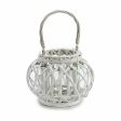 Candleholder White wicker Glass 30 x 19 x 25,5 cm (6 Units) Online Hot Sale