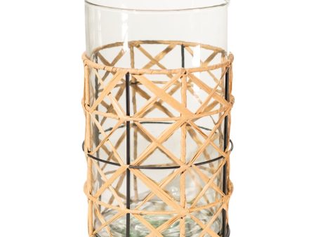 Candleholder Romimex Brown Transparent Jute Glass 16 x 26 x 16 cm on Sale