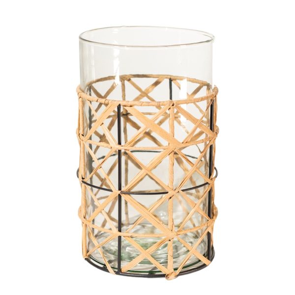 Candleholder Romimex Brown Transparent Jute Glass 16 x 26 x 16 cm on Sale