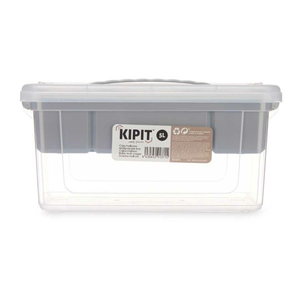 Multi-use Box Grey Transparent Plastic 5 L 29,5 x 14,5 x 19,2 cm (6 Units) on Sale